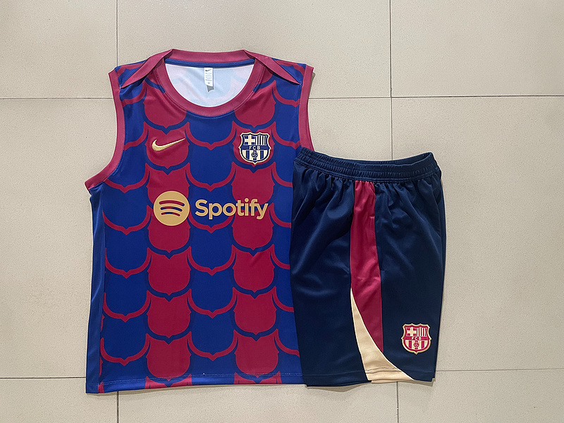 24/25 Barcelona Red Blue Training Set Shirt and Shorts