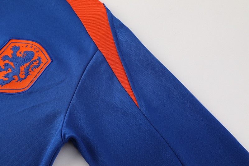 2024 Netherlands Blue Long-sleeved half-pull training kit Football team kit