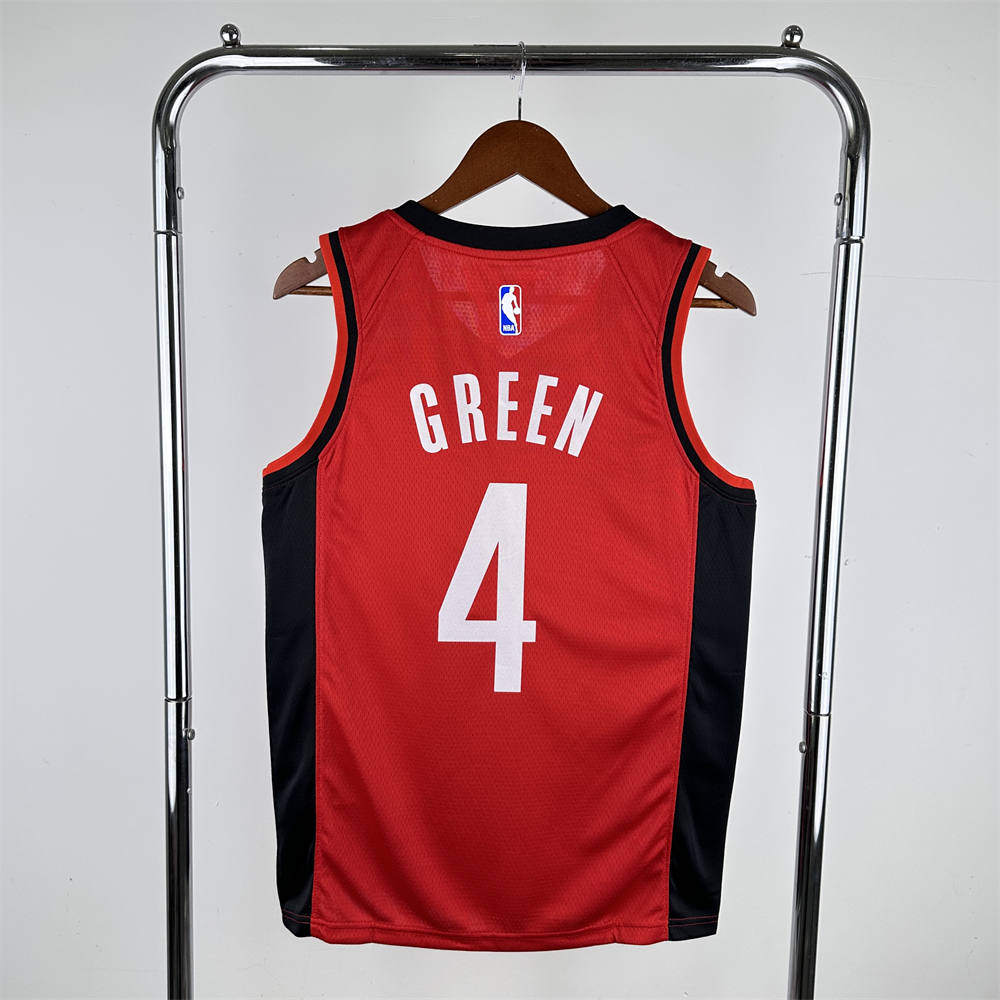 NBA Houston Rockets V-Neck Red Jersey GREEN#4 S-XXL