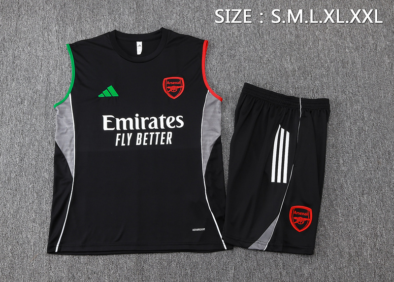 2025/26 Arsenal Black Training Set Shirt and Shorts