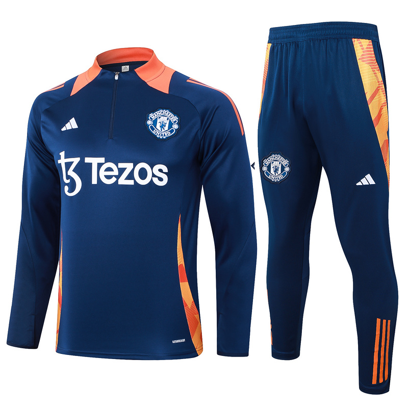 24/25 Manchester United royal blue Long-sleeved half-pull training kit Football team kit
