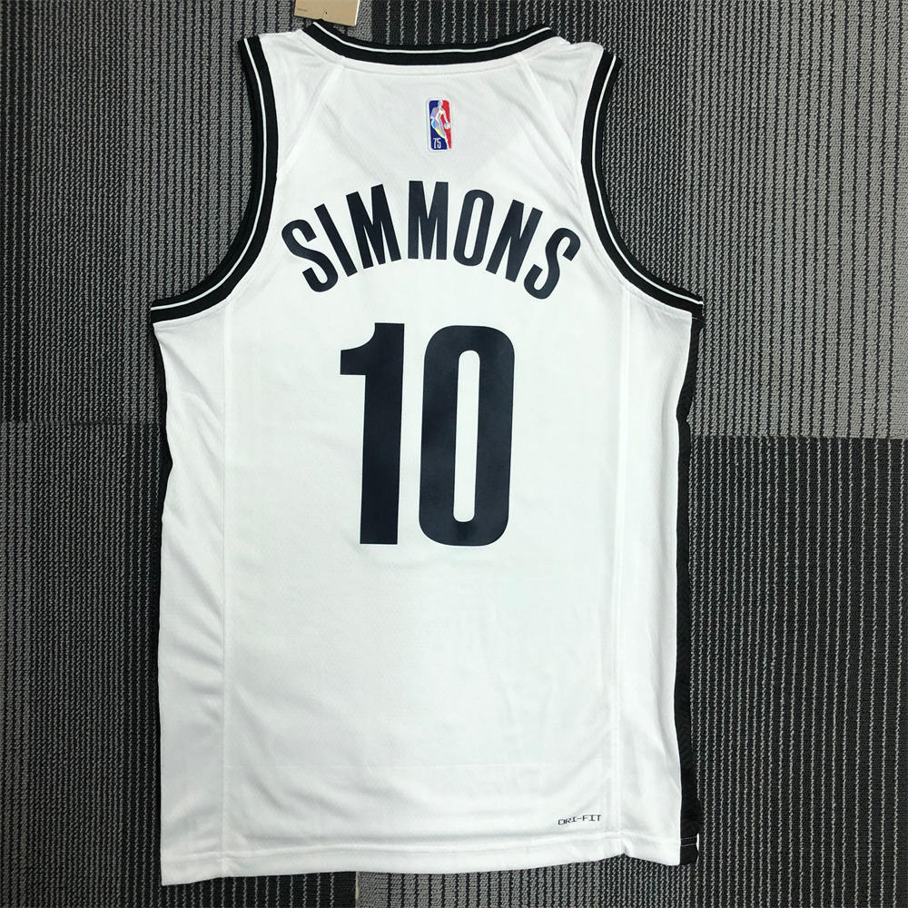 NBA Brooklyn Nets V-Neck White 75th Anniversary Jersey SIMMONS#10 S-XXL