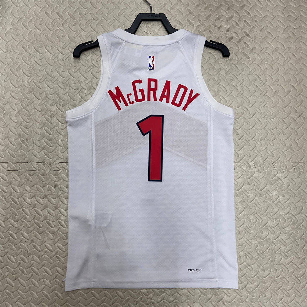 NBA Toronto Raptors V-Neck White Jersey McGRADY#1 S-XXL