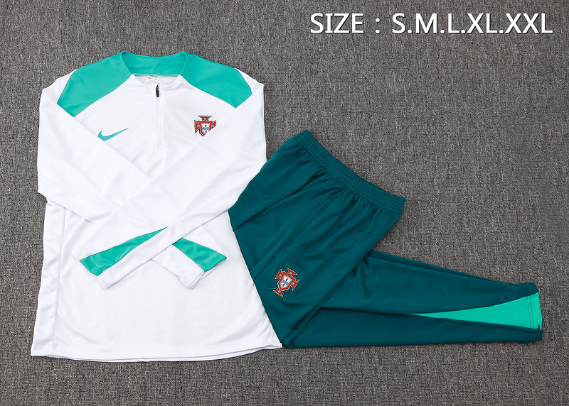 24/25 Portugal White Long-sleeved half-pull training kit Football team kit