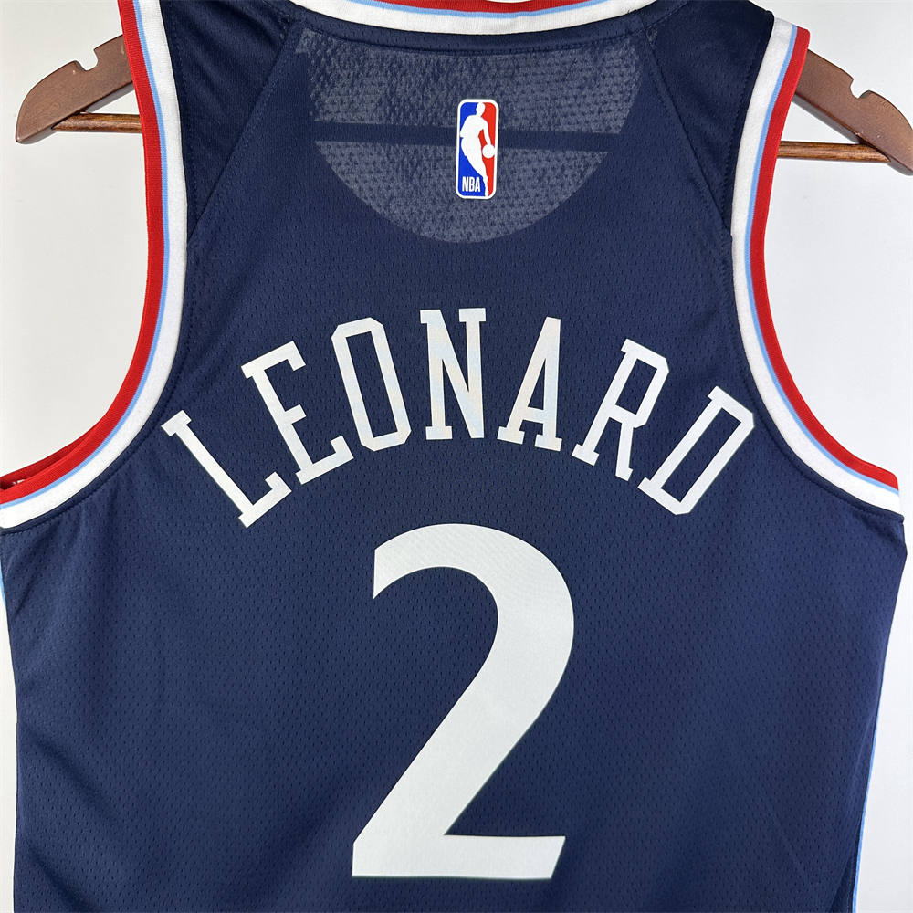 NBA Los Angeles Clippers 24/25 Round Neck dark blue Jersey LEONARD#2 S-XXL