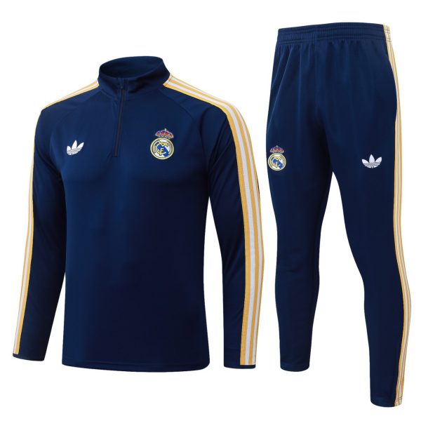 2026 Real Madrid Dark Royal Blue Long-sleeved half-pull training kit