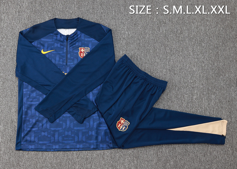24/25 Barcelona royal blue Long-sleeved half-pull training kit Football team kit
