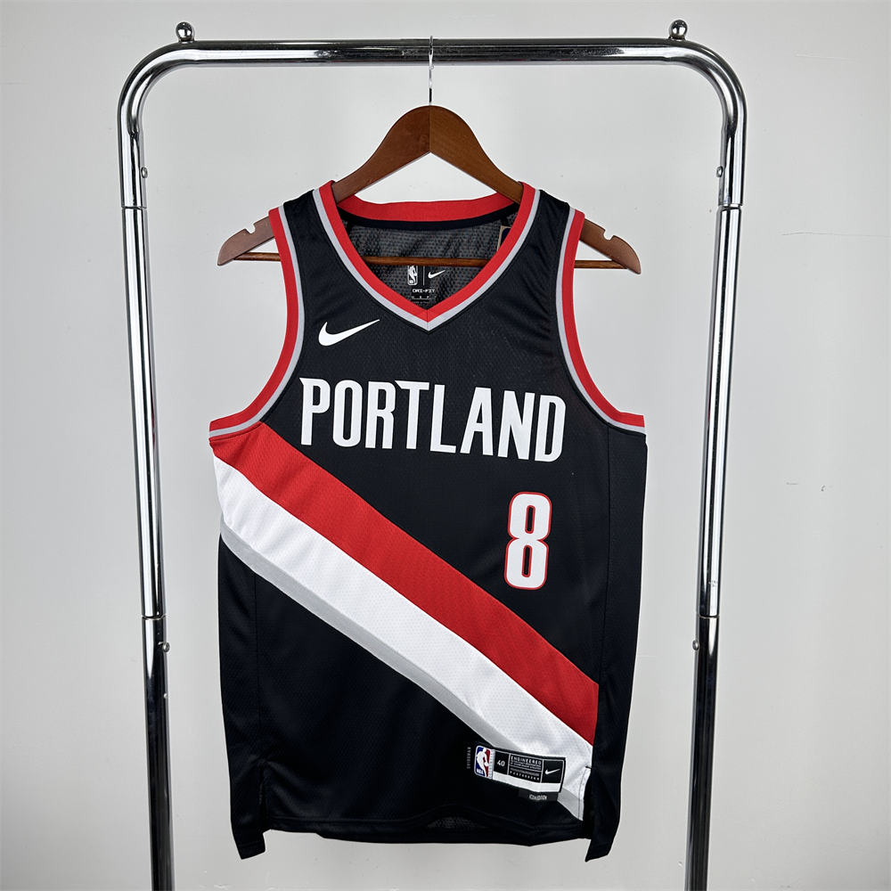 NBA Portland Trail Blazers 2023 V-Neck Black jersey AVDIJA#8 S-XXL