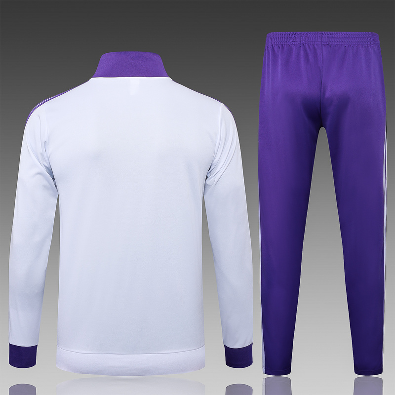 2024/25 Real Madrid White Jacket Training Suit Set Football Team Shirt Sports Fashion