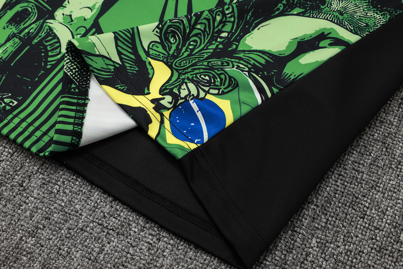 24/25 Brazil Green Long-sleeved half-pull training kit Football team kit