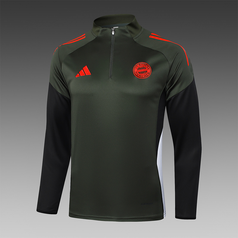 202526 Bayern Munich Dark green Long-sleeved half-pull training kit Football team kit