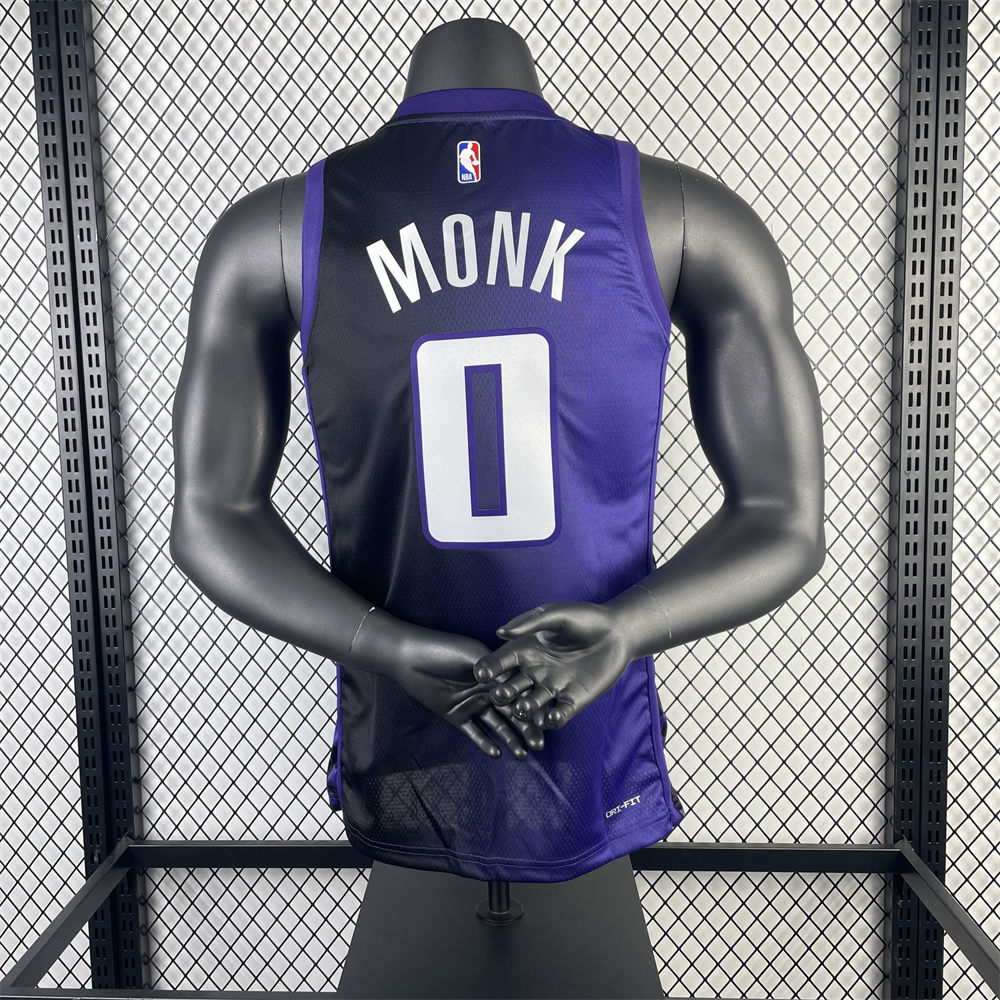 NBA Scaramento Kings 2024 V-Neck JORDAN Edition Purple jersey MONK#0 S-XXL