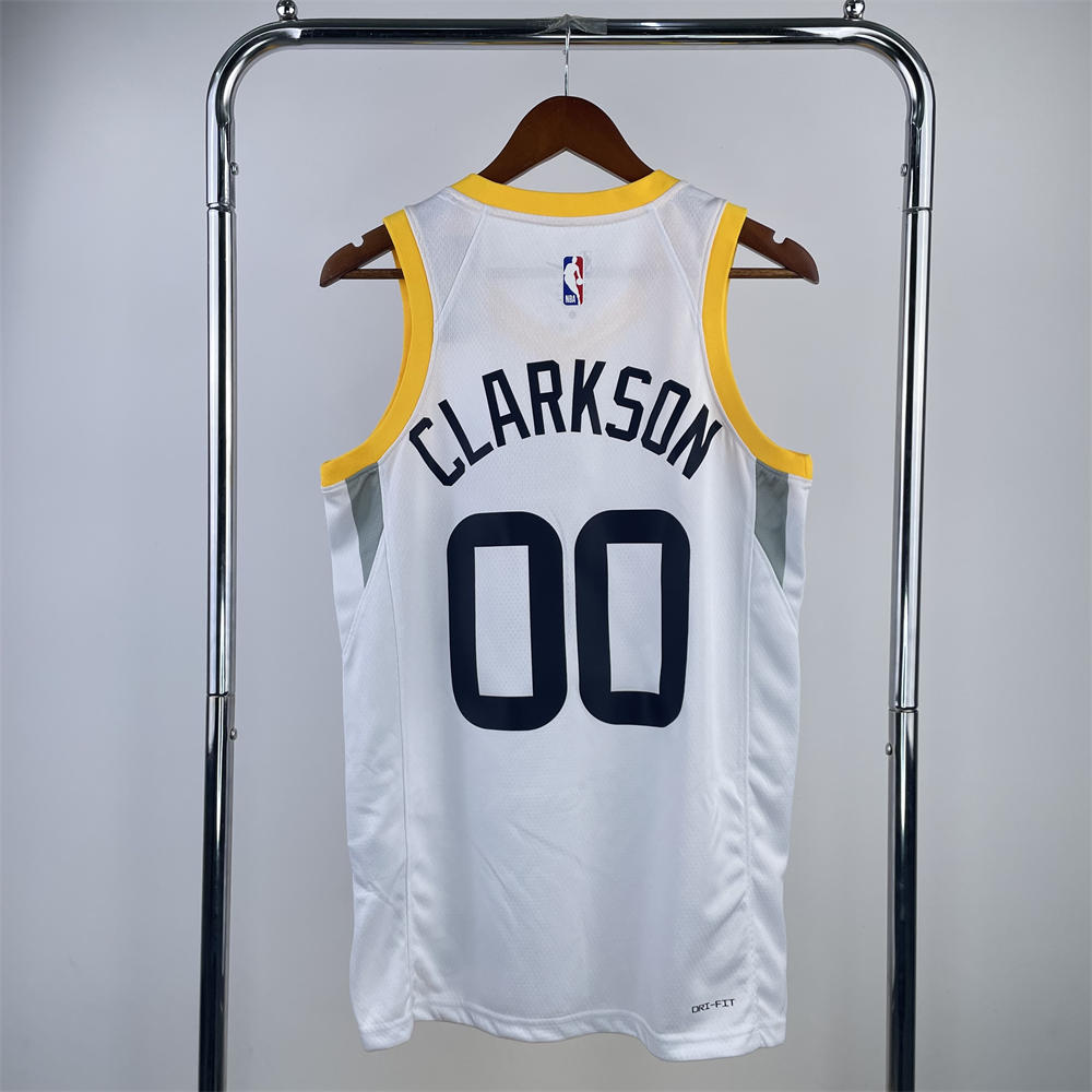 NBA Utah Jazz V-Neck White Jersey CLARKSON#00 S-XXL