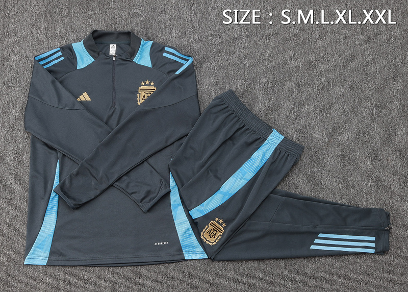 24/25 Argentina Dark grey Long-sleeved half-pull training kit Football team kit