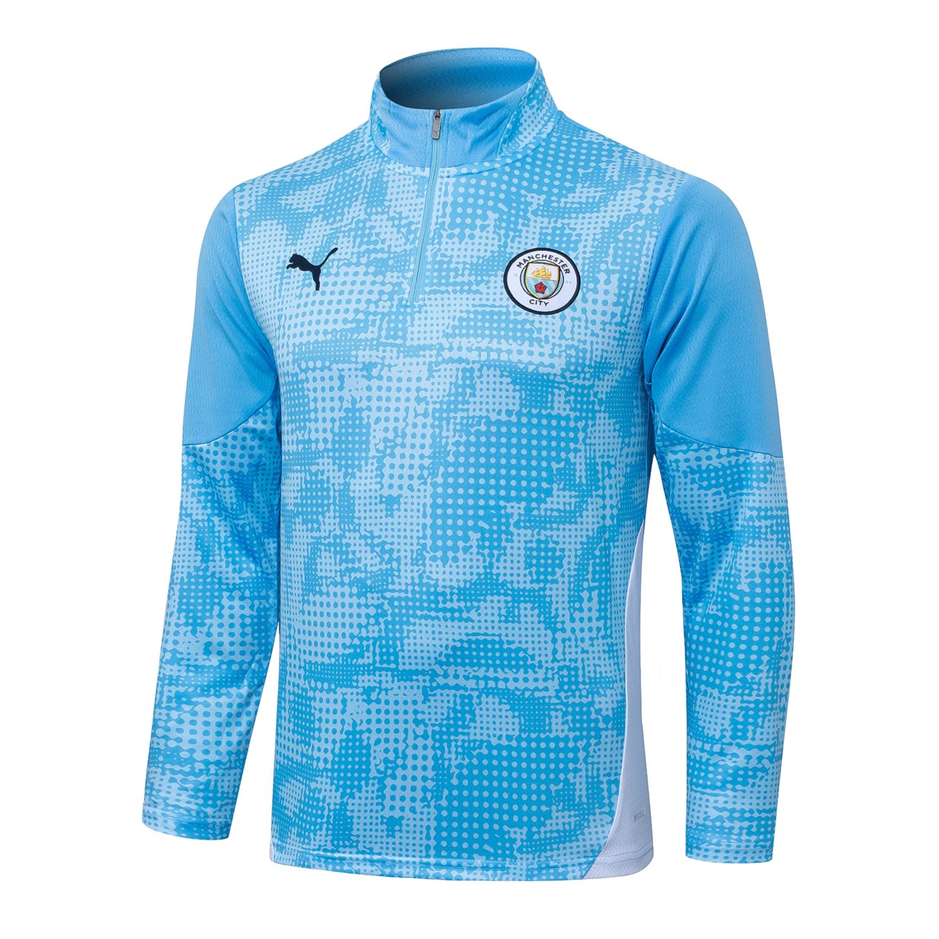 202526 Manchester City Light blue Long-sleeved half-pull training kit Football team kit