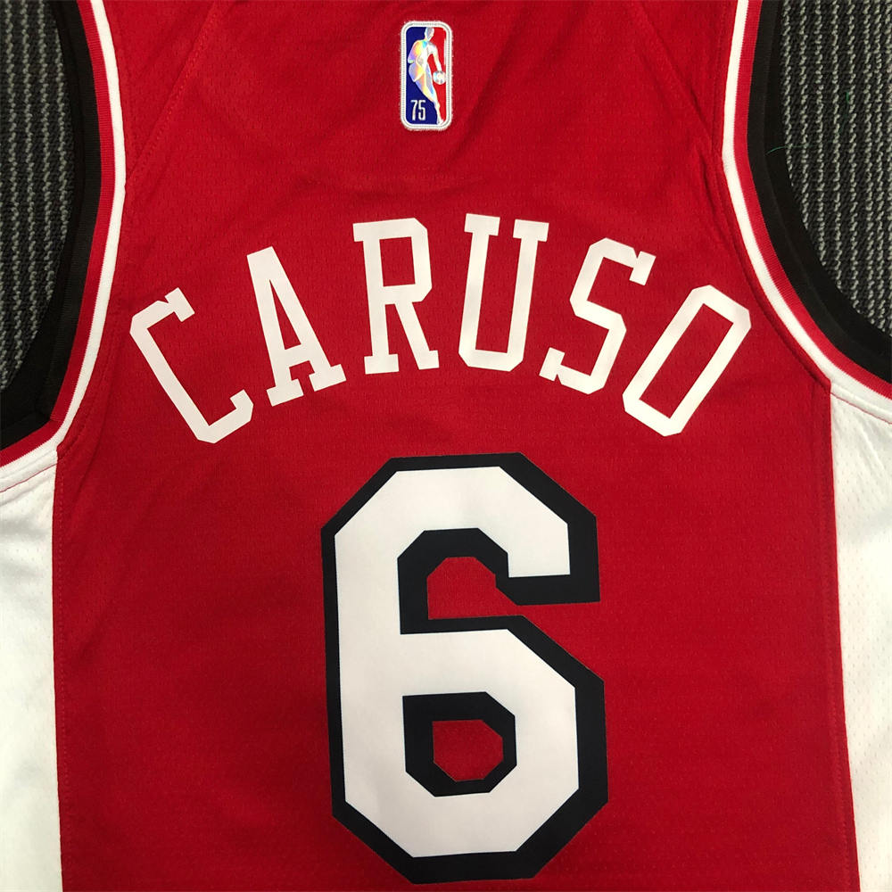 NBA Chicago Bulls Round Neck Red 75th Anniversary Jersey CARUSO#6 S-XXL