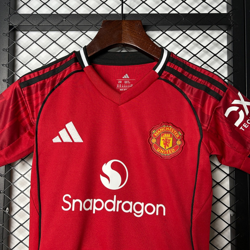 2025/26 Manchester United home jersey Kid Kits Size 16-28