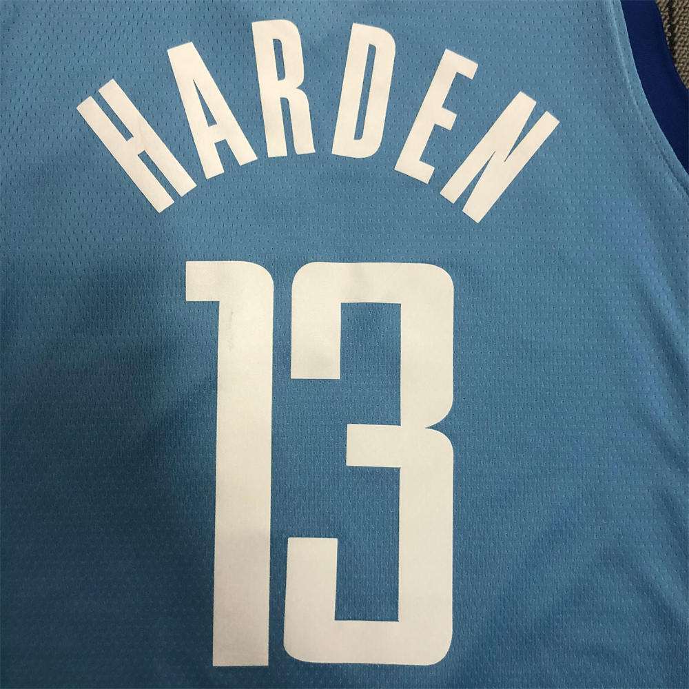 NBA Houston Rockets V-Neck Light Blue Jersey HARDEN#13 S-XXL