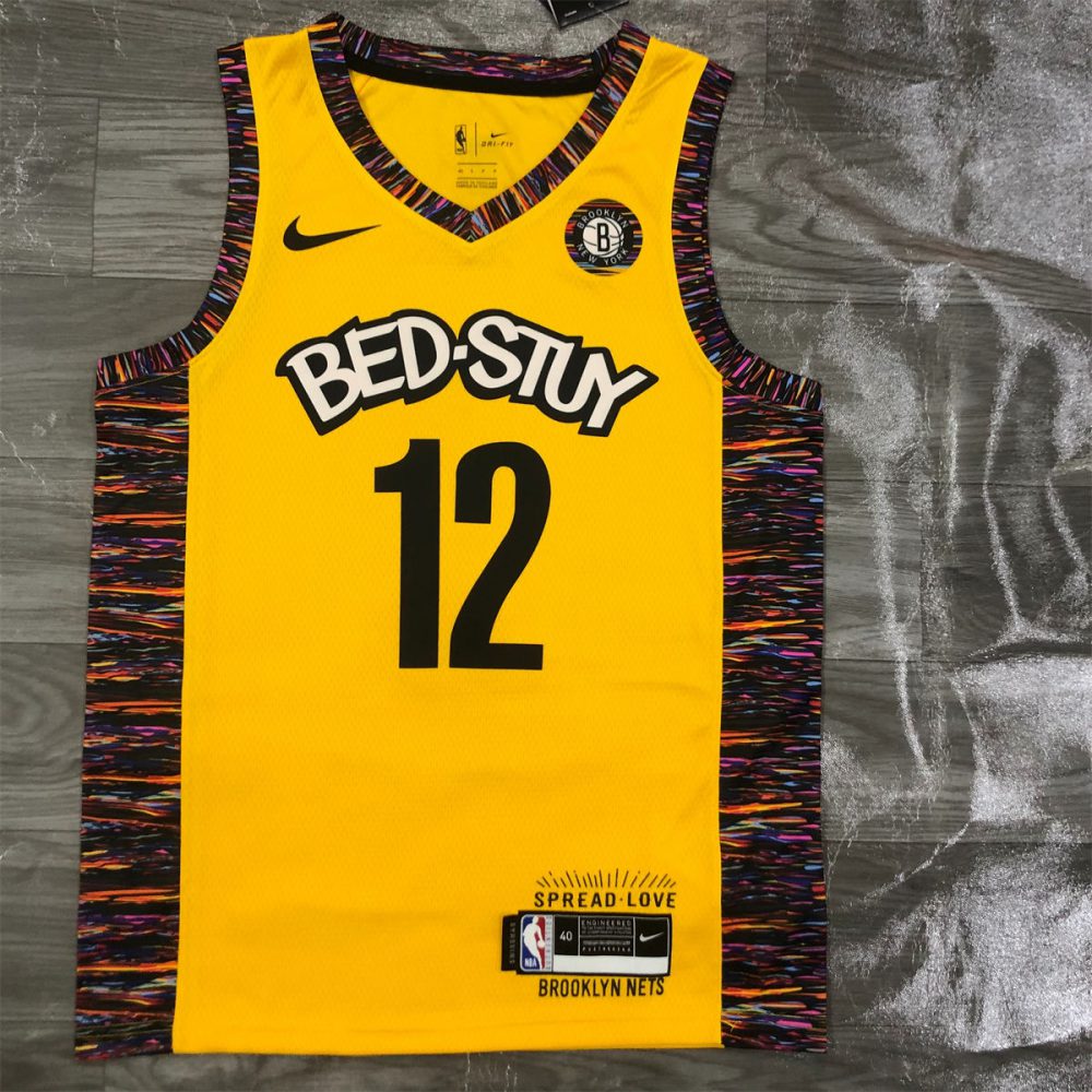 NBA Brooklyn Nets V-Neck Yellow Jersey HARRIS#12 S-XXL