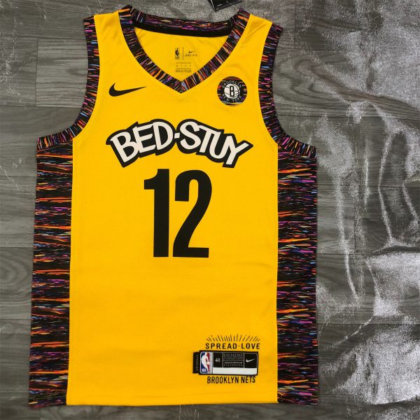 NBA Brooklyn Nets V-Neck Yellow Jersey HARRIS#12 S-XXL