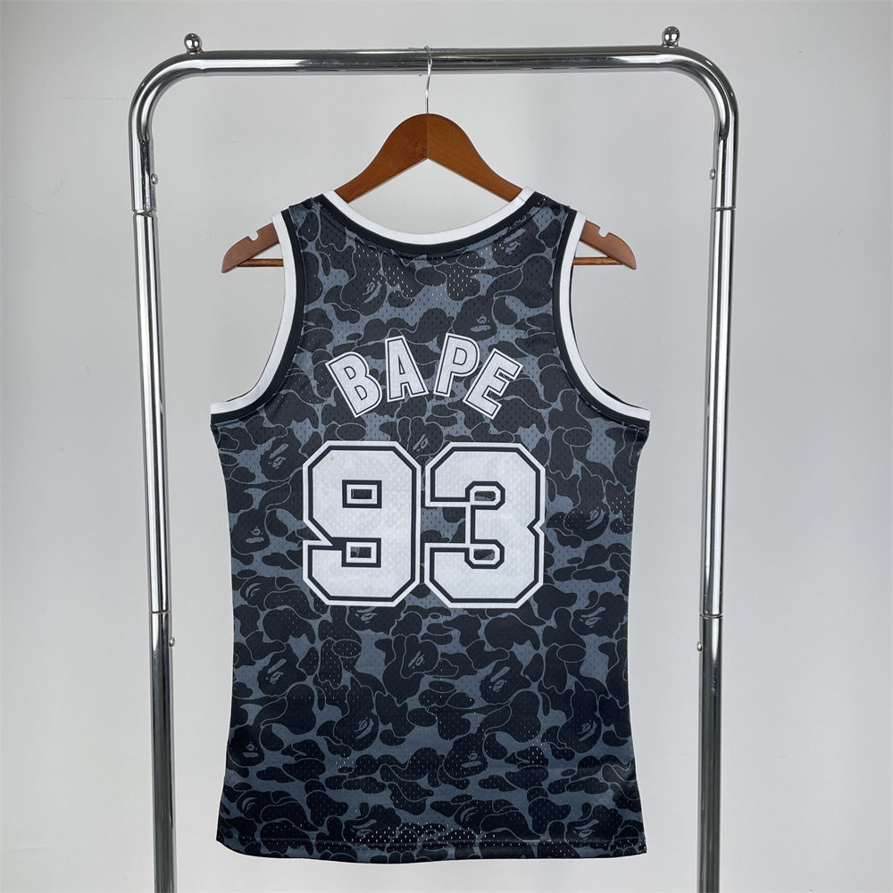 NBA Brooklyn Nets BAPE×M&N BAPE#93 Black Hardwood Classics Swingman Jersey S-XXL