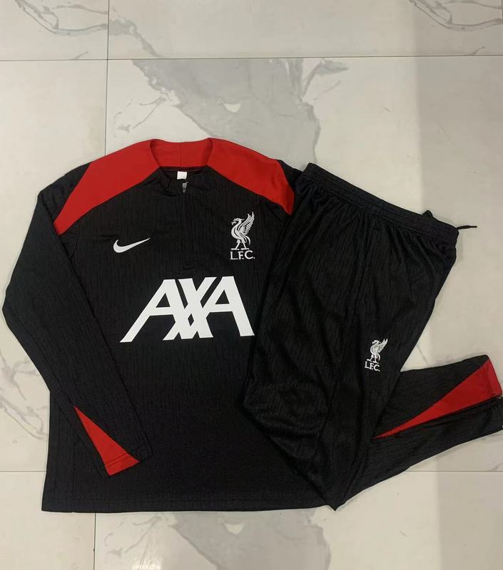 24/25 Liverpool Black Long-sleeved half-pull training kit Football team kit