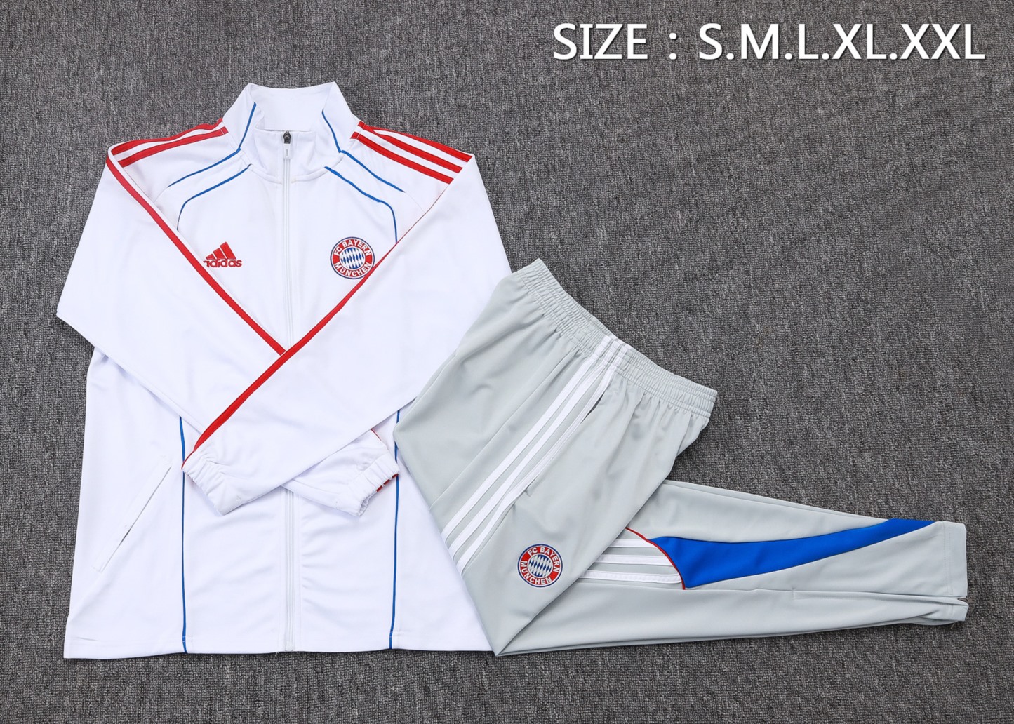 2025/26 Bayern Munich white Jacket Training Suit Set Football Team Shirt Sports Fashion