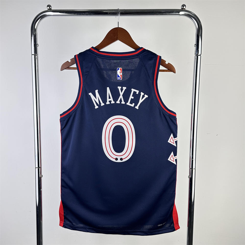 NBA Philadelphia 76ers 2024 Round Neck City Edition Black Jersey MAXEY#0 S-XXL