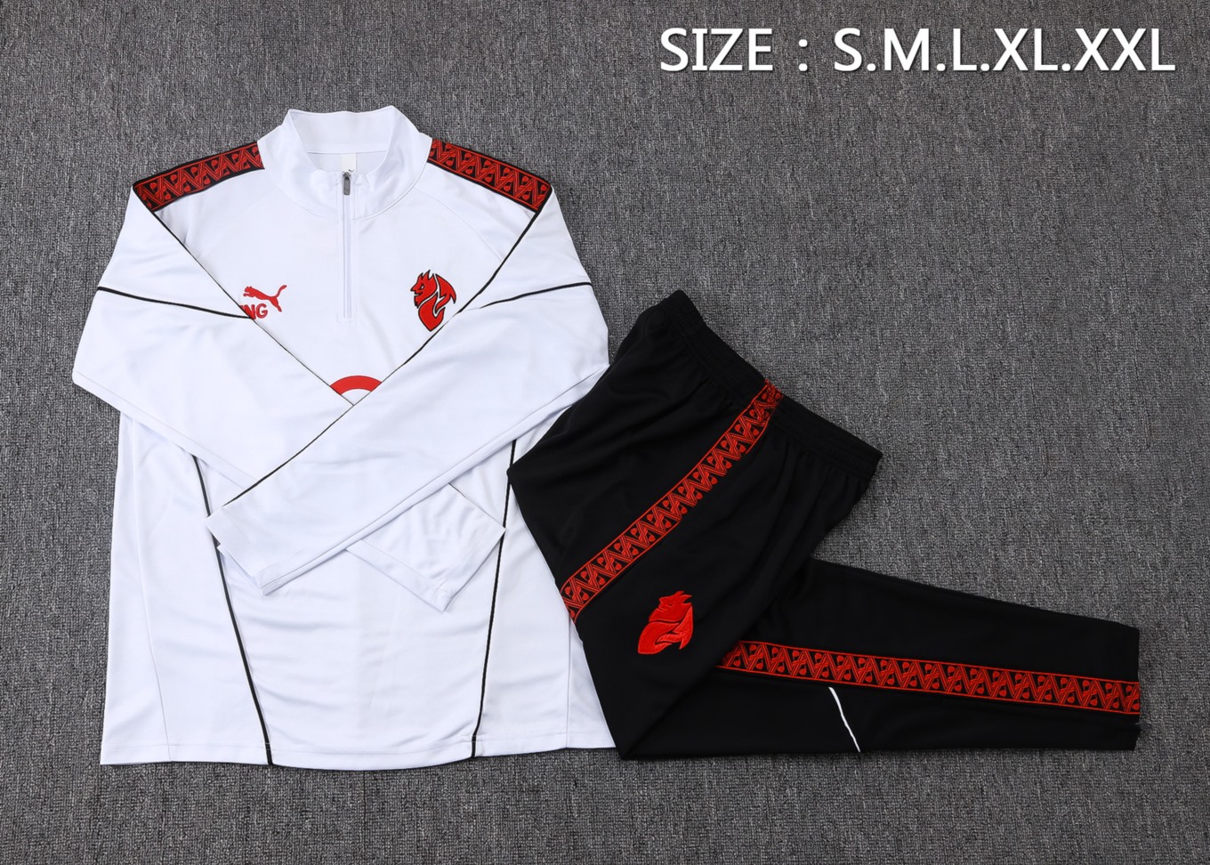 202526 AC Milan White Long-sleeved half-pull training kit Football team kit