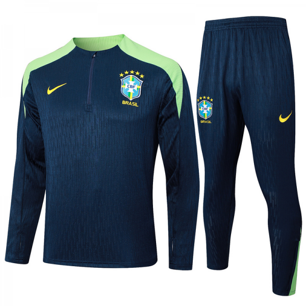24/25 Brazil Blue Long-sleeved half-pull training kit Football team kit