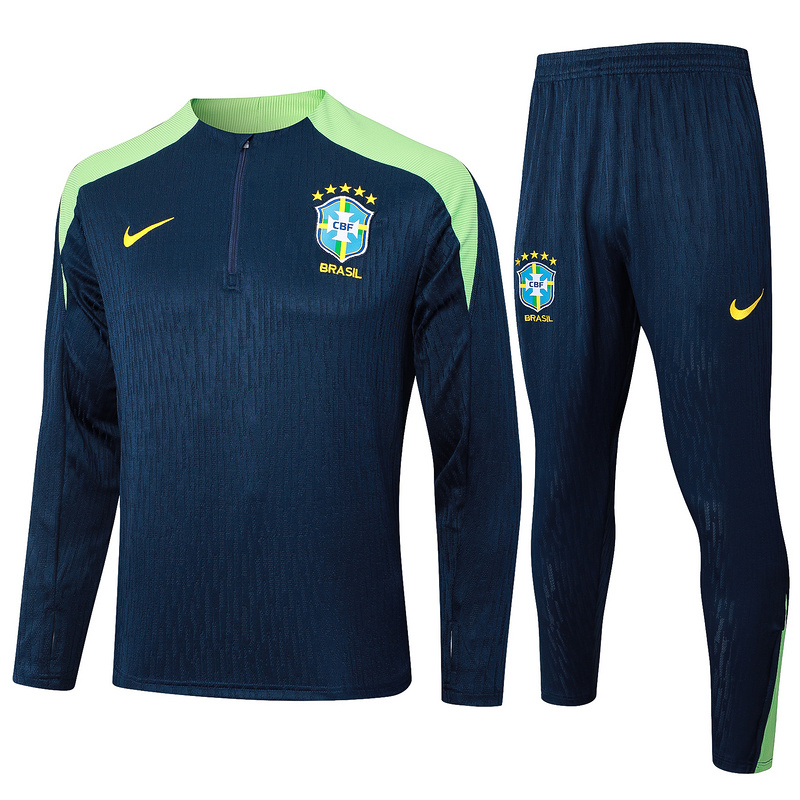 24/25 Brazil Blue Long-sleeved half-pull training kit Football team kit