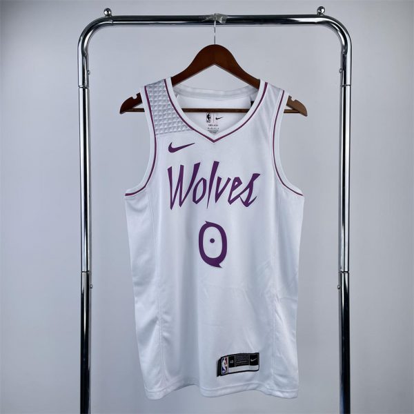 NBA Minnesota Timberwolves V-Neck White Jersey RUSSELL#0 S-XXL