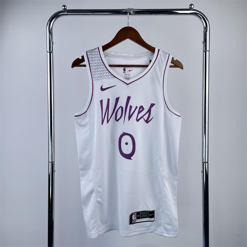 NBA Minnesota Timberwolves V-Neck White Jersey RUSSELL#0 S-XXL