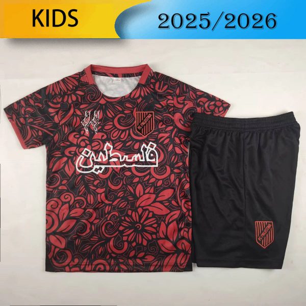 2025/26 CD Palestino Special Edition Red jersey kids Kits size: 16-28