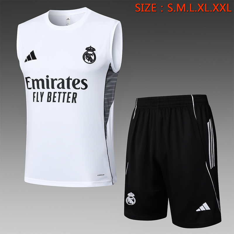 24/25 Real Madrid White Training Set Shirt and Shorts