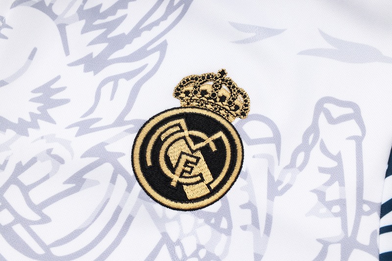 2024 Real Madrid White Jacket Training Suit Set Football Team Shirt Sports Fashion