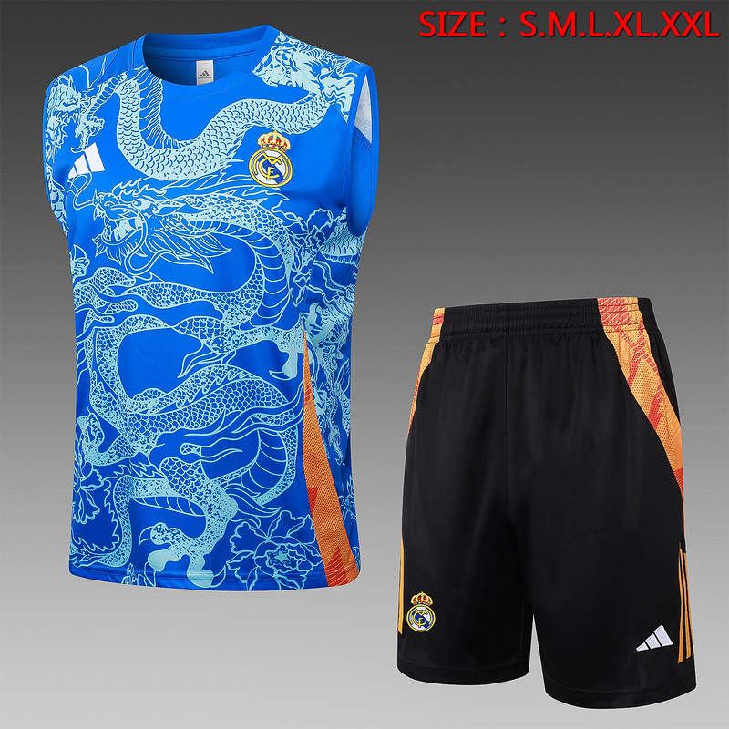24/25 Real Madrid Colorful Blue Training Set Shirt and Shorts