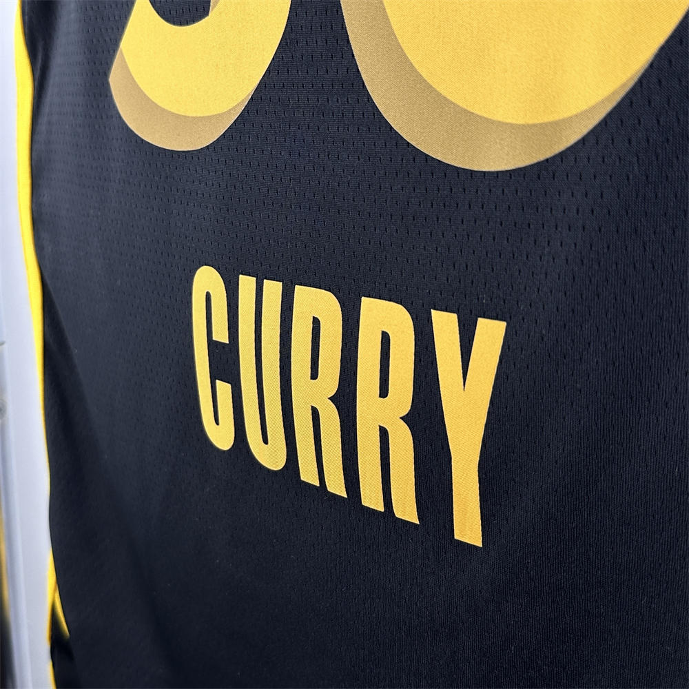 NBA Golden State Warriors 2024 V-Neck City Edition Black Jersey CURRY#30 S-XXL