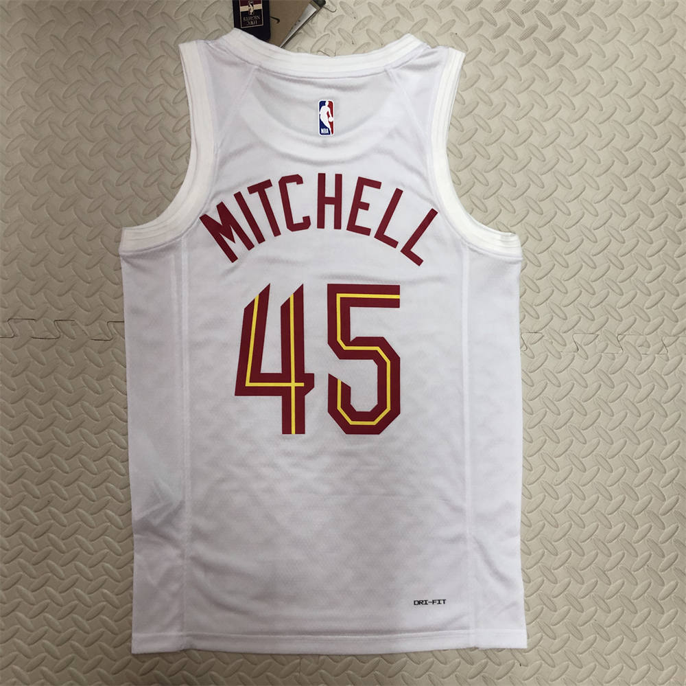 NBA Cleverland Cavaliers Round Neck White jersey MITCHELL#45 S-XXL