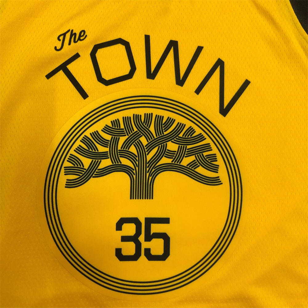 NBA Golden State Warriors V-Neck Yellow Jersey DURANT#35 S-XXL