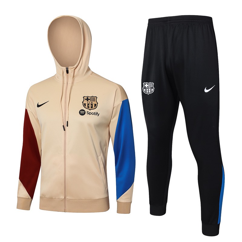 2024 Barcelona khaki Hoodie Jacket Kit Set Football Team Shirt Sports Fashion
