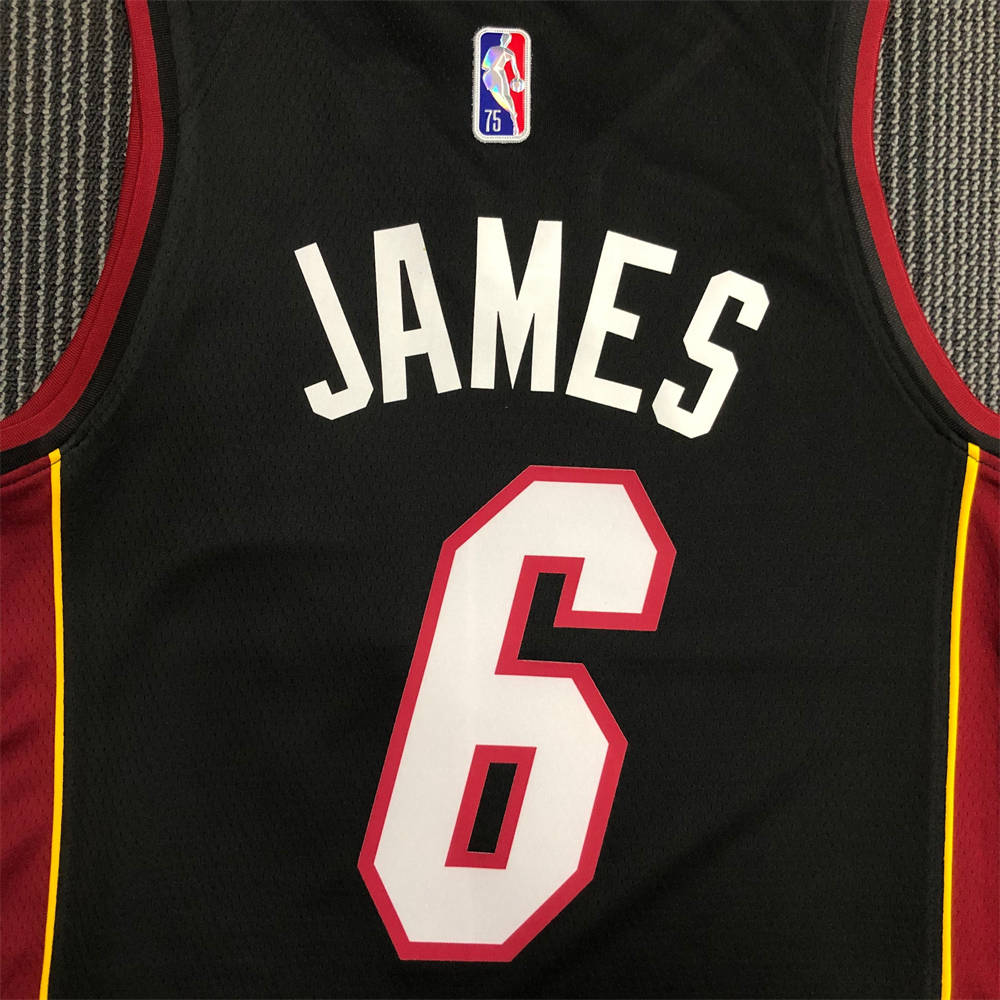 NBA Miami Hearts V-Neck Black 75th Anniversary Jersey JAMES#6 S-XXL