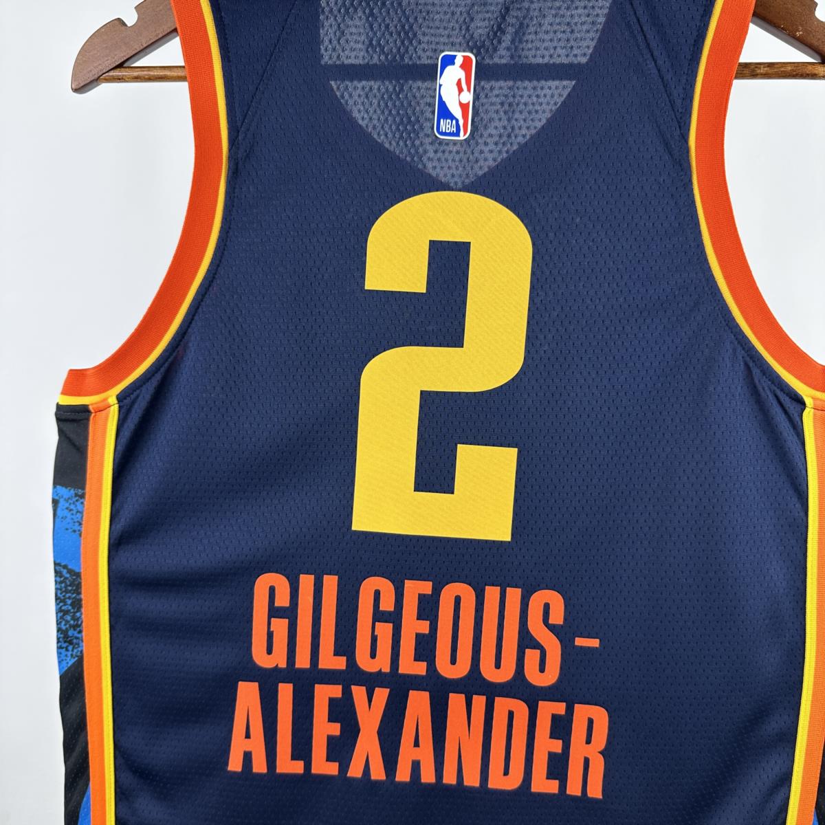 NBA Oklahoma City Thunder 24/25 City Edition V-Neck Black Jersey GILGEOUS-ALEXANDER#2 S-XXL