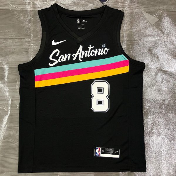 NBA San Antonio Spurs V-Neck Black jersey MILLS#8 S-XXL