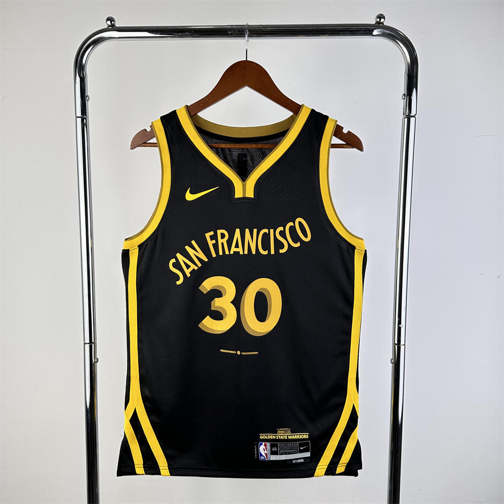 NBA Golden State Warriors 2024 V-Neck City Edition Black Jersey CURRY#30 S-XXL