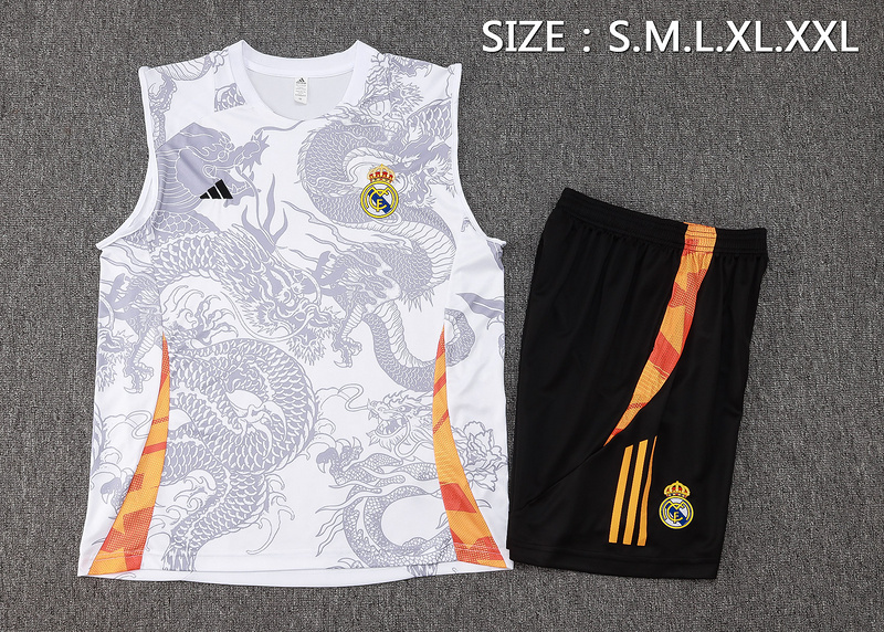 24/25 Real Madrid White Training Set Shirt and Shorts