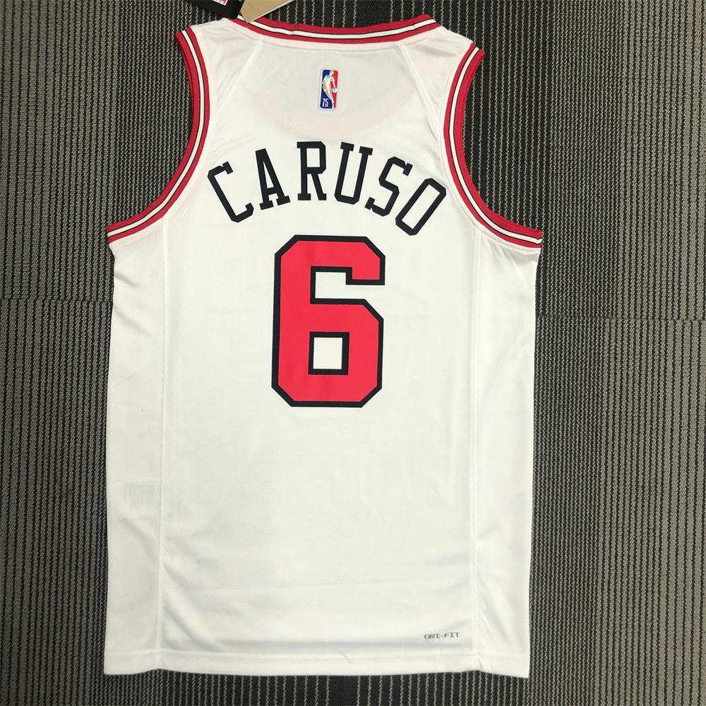 NBA Chicago Bulls Round Neck White 75th anniversaryJersey CARUSO#6 S-XXL