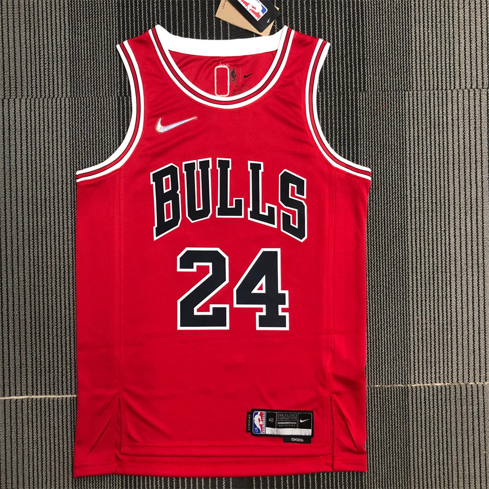 NBA Chicago Bulls Round Neck Red 75th anniversaryJersey MARKKANEN#24 S-XXL