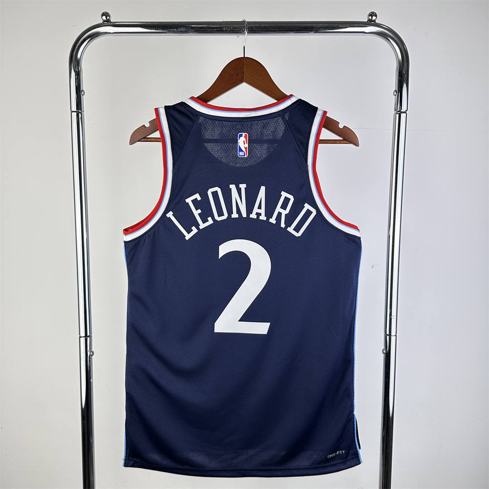 NBA Los Angeles Clippers 24/25 Round Neck dark blue Jersey LEONARD#2 S-XXL
