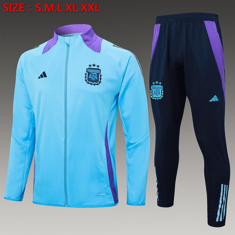 2024 Argentina Blue Jacket Training Suit Set Football Team Shirt Sports Fashion